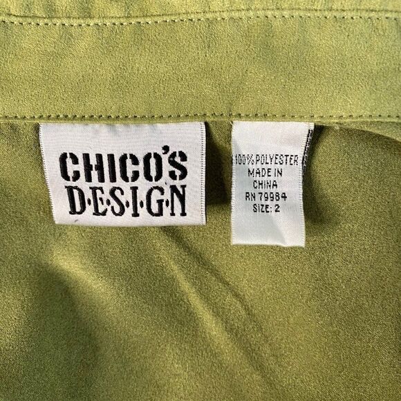 Chicos Design Womens Green Button Front Shirt SZ M - Picture 3 of 10